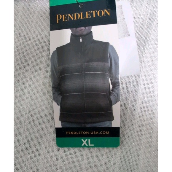 Pendleton Wool Blend Men's Vest Jacket XL  Full Zip Green/Black/Brown NWT - Picture 7 of 8